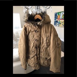 Abercrombie & Fitch Extraordinary Jacket With Leader Trims, Rivets and Fur .